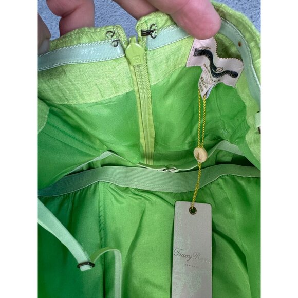 Tracy Reese Jasmine Green Peplum Bustier Dress NWT Size 6 Linen Blend Womens - Picture 13 of 16